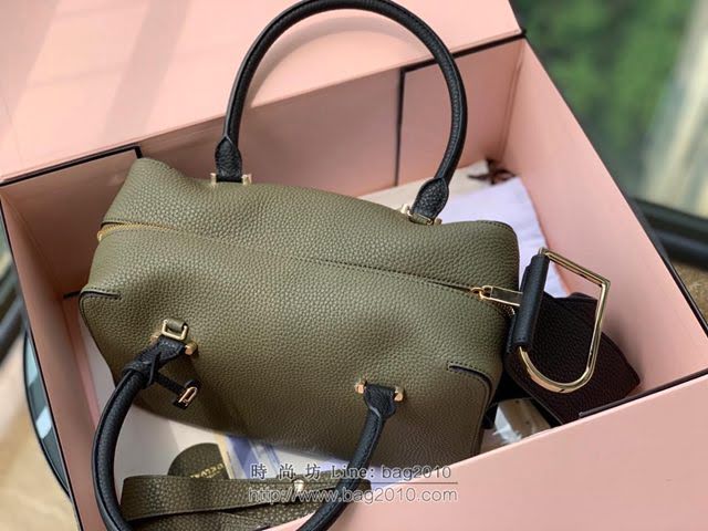 DELVAUX女包 2019春夏款 全新Cool Box優質牛皮 德爾沃女手提包 Cl0028 小方包拼色綠 Delvaux單肩包  fcs1280